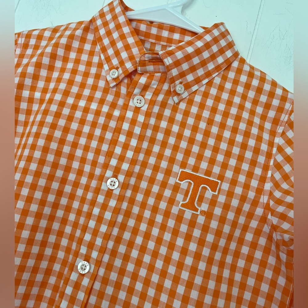 Garb Team University of Tennessee VOLS Orange Gingham Button-down Shirt size 5-6 - Picture 6 of 13